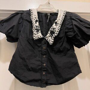 Anthropologie Button top puff sleeve